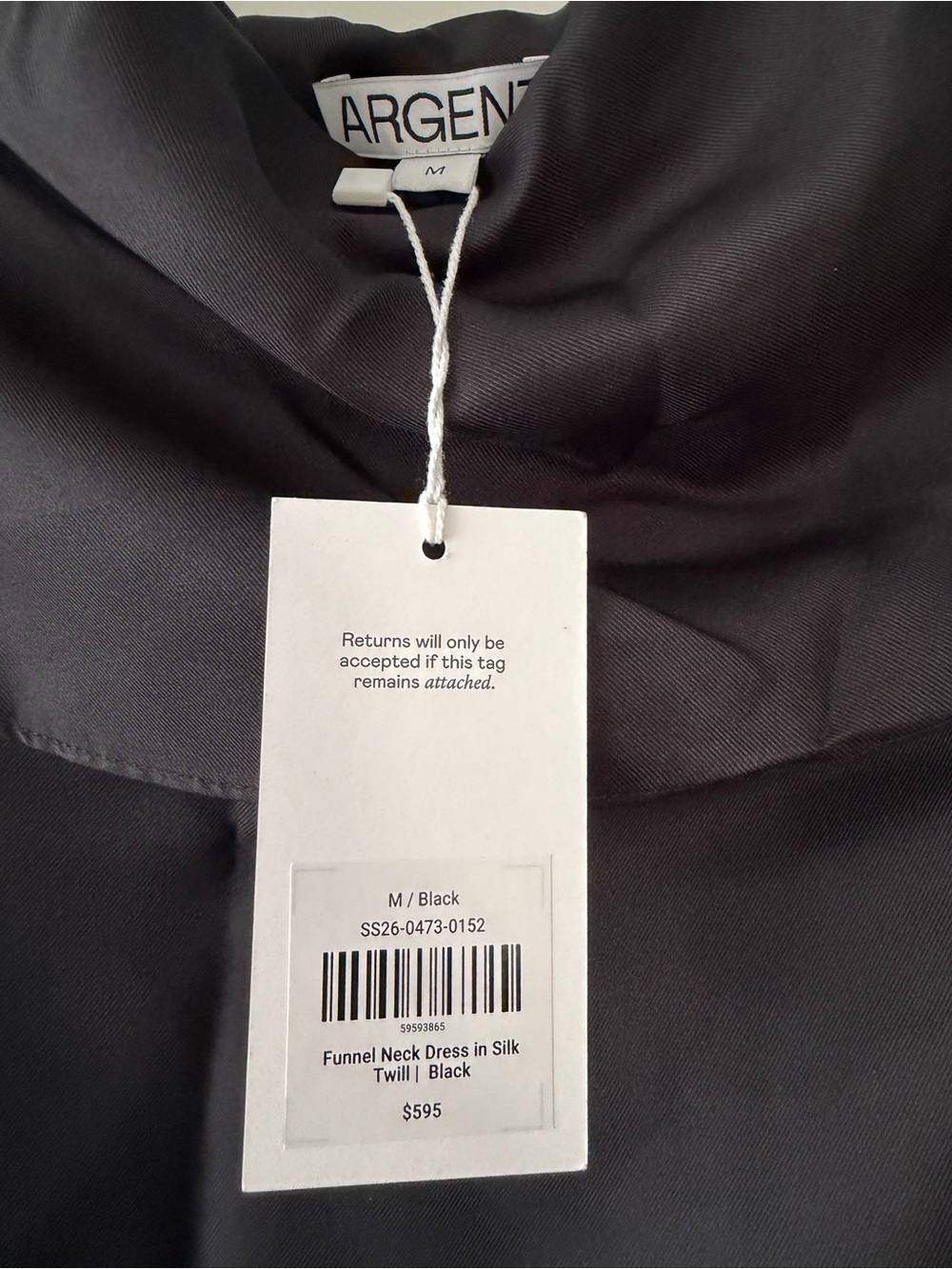 Argent Funnel Neck Dress in Silk Twill black new tags won’t leave up long med! - Picture 8 of 8